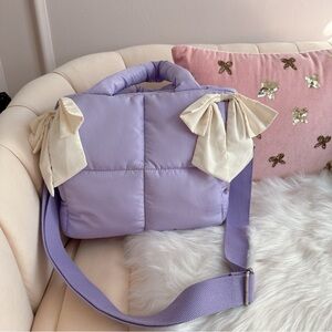 Lavender Coquette Bow Puffer Tote💜